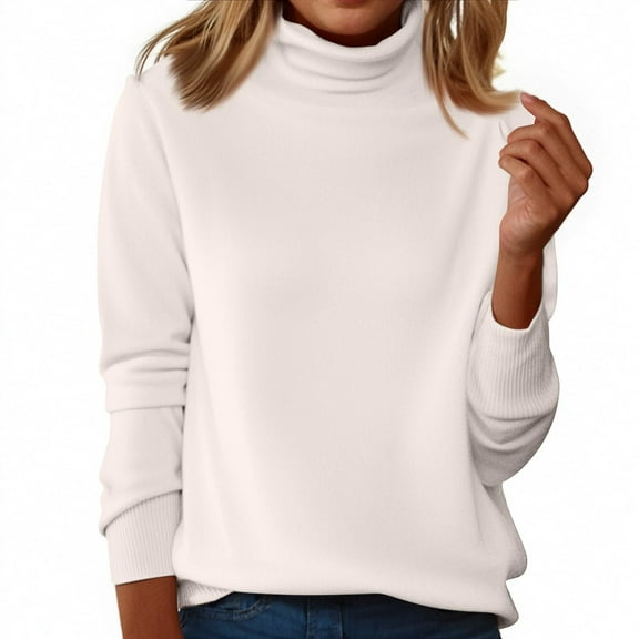 MESSUEN Turtleneck Tops for Women Long Sleeve Undershirt for Women Fitted Shirts for Women's Shirts Cute Sweatshirts for Women Woman Shirts Sweatshirt for Women White XL