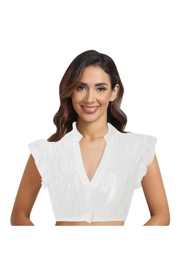 Vest Tops for Women Lace Crop Top V-neck Crop White Black Dirndl V Neck Elegant Short Sleeve Dirndl Blouses for Blouses Basic Tank Tops for Women Summer Tops Beige XL