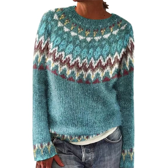 MESSUEN Vintage Sweater Christmas Sweaters for Women Christmas Outfits for Women Oversized Sweaters for Women Oversized Sweaters Women Winter Sweaters Blue S