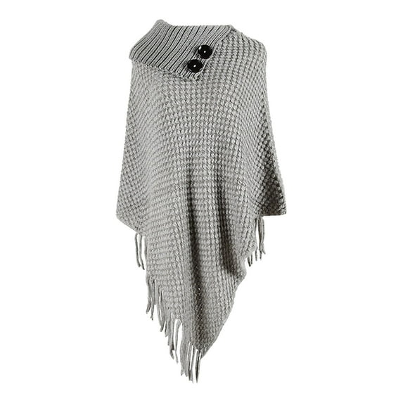 MESSUEN Warm Shawl Wraps for Women Thick Scarf Womens Poncho Tops Womens Capes Scarf Top Womens Cape Women's Scarves Gray One Size