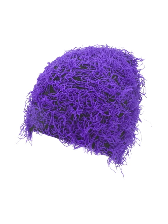 Winter Hat Beanie Beanies Knitted Fuzzy Winter Hats Thick Warm Hats for Women Men Outdoor Ski Knit Cap Women Beanie Women Hats Purple One Size