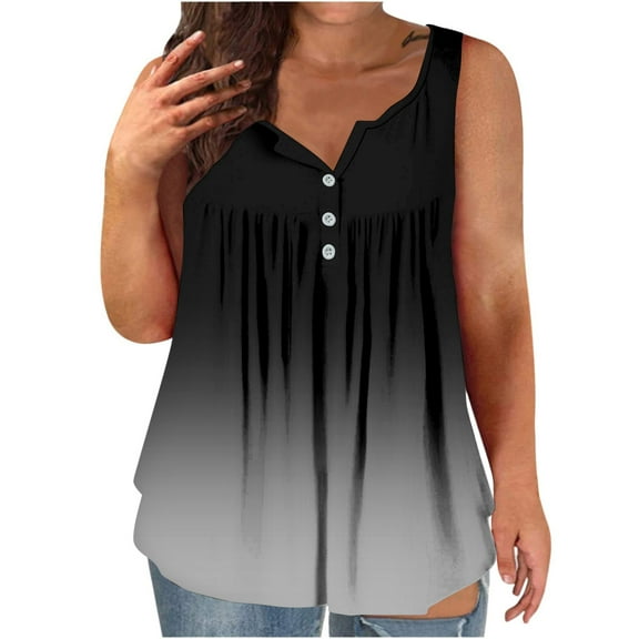 MESSUEN Women Sleeveless Tops Loose Fitting Tank Tops for Women Henley Raglan Tunic for Leggings Sleeve Shirts Up Ruched Blouses Clothes Basics Tops Womens Blouses Dressy Casual Black S