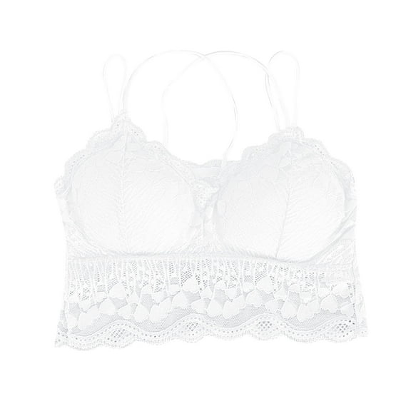 MESSUEN Womens Bras Lace Bralettes for Women Crew Neck Chemise Corset Lace Floral Bralette Bralet Bra Cami Crop Underwear Vest Womens Blouses Dressy Casual Womens Summer Top White One Size