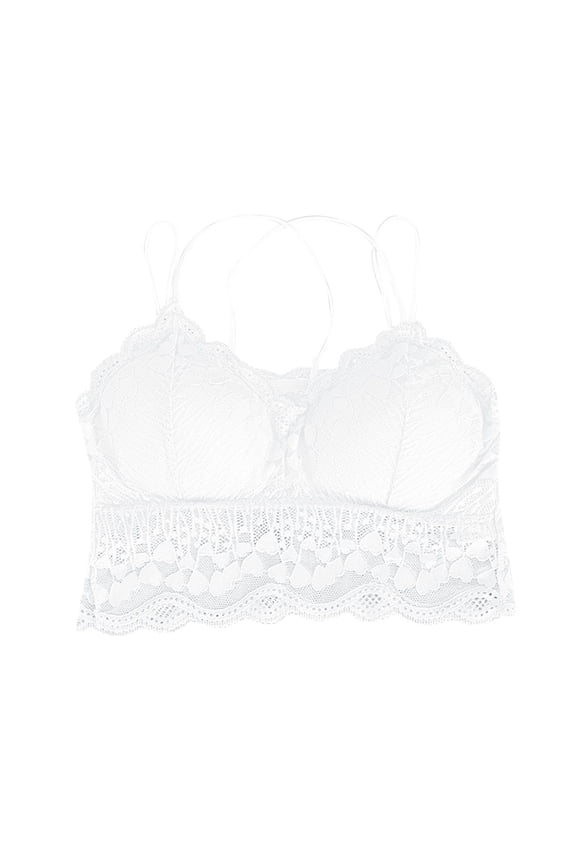 Womens Bras Lace Bralettes for Women Crew Neck Chemise Corset Lace Floral Bralette Bralet Bra Cami Crop Underwear Vest Womens Blouses Dressy Casual Womens Summer Top White One Size