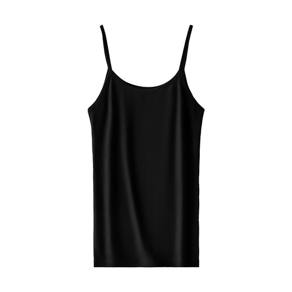 MESSUEN Womens Camisole Tank Tops Ribbed Tops for Women Scoop Neck Camisole Soft Tank with Built in Bra Stretch Yoga Gym Workout Tank Basic Top for Women Casual Tank Tops Black XL