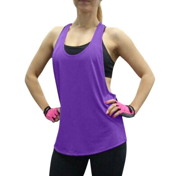 MESSUEN Womens Sleeveless Tops Sleeveless Workout Tops for Women Crew Neck Muscle Custom Running Yoga Muscle Tank Summer Tank Tops for Women Womens Summer Tops Dressy Casual Purple S