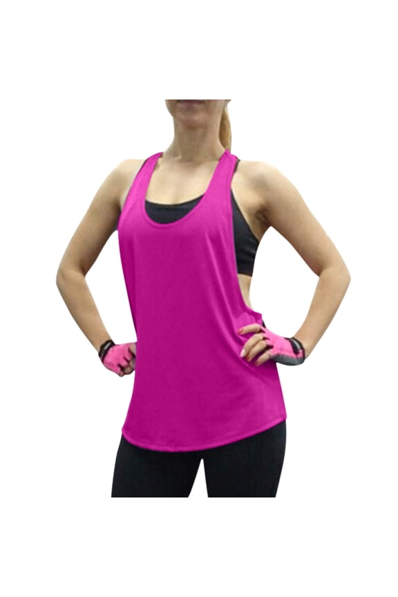Womens Sleeveless Tops Sleeveless Workout Tops for Women Crew Neck Muscle Sport Custom Running Fitness Workout Yoga Muscle Shirt Gym Tank Ladies Blouses Women Tops Summer B S