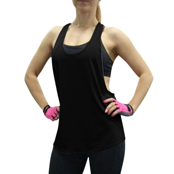 MESSUEN Womens Sleeveless Tops Sleeveless Workout Tops for Women Crew Neck Muscle Sport Custom Running Fitness Yoga Muscle Gym Tank Basic Tops for Woman Womens Blouses Summer Black S