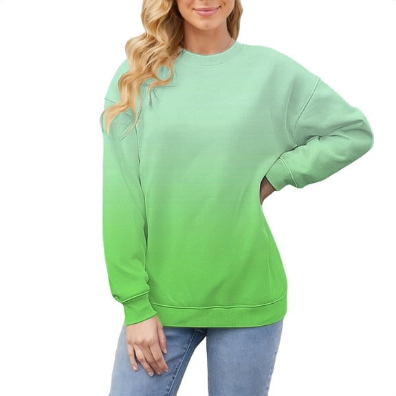 MESSUEN Womens Sweatshirts No Hood Comfort Sweatshirt Winter Sweatshirts for Women Longsleeve Tops Ladies Sweatshirts Cotton Sweatshirts for Women Cute Women Tops Green 3 2XL