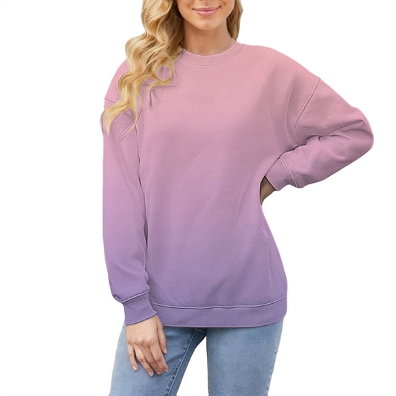 MESSUEN Womens Sweatshirts No Hood Long Sleeve Undershirt for Women Comfort Sweatshirt Women Shirts Long Sleeve Tops Woman Tops Fall Sweatshirts Pink 2XL