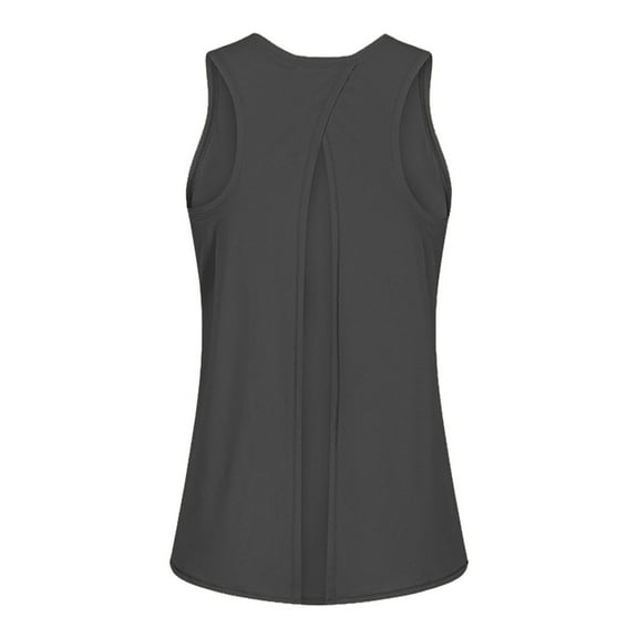 MESSUEN Womens Workout Tank Tops Womens Backless Tops Crew Neck Raglan Open Back Workout Tie Back Tank Muscle Gym Shirts Basic Crop Top Dressy Tops Gray XL