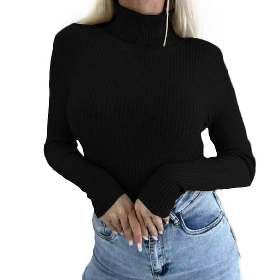 MESSUEN Wool Sweater Women Long Sleeve Undershirt for Women Pull Over Sweaters Womens Basics Tops Ladies Tops and Blouses Ladies Sweaters Blouses for Women Casual Black L