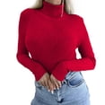 thumbnail image 1 of MESSUEN Wool Sweater Women Long Sleeve Undershirt for Women Pull Over Sweaters Womens Shirts Summer Womans Tops Sweater Tops for Women Womens Shirts Dressy Casual Red M, 1 of 3