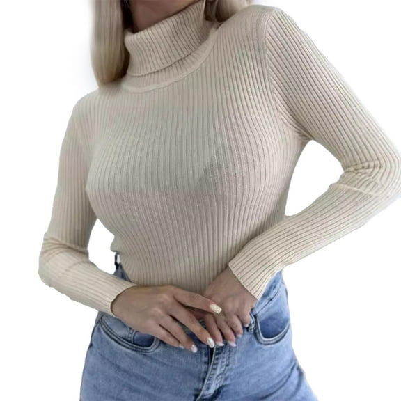 MESSUEN Wool Sweater Women Long Sleeve Undershirt for Women Pull Over Sweaters Womens Women Sweaters Womens Blouses Dressy Basic Tees for Women Dressy Summer Tops for Women Beige XL