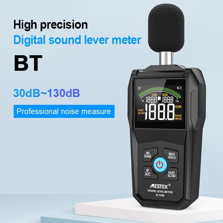 MESTEK 30-130dB Noise Meter Display Color Backlit Display Fast Slow Sampling Rate Capacitive Microphone Sound Level