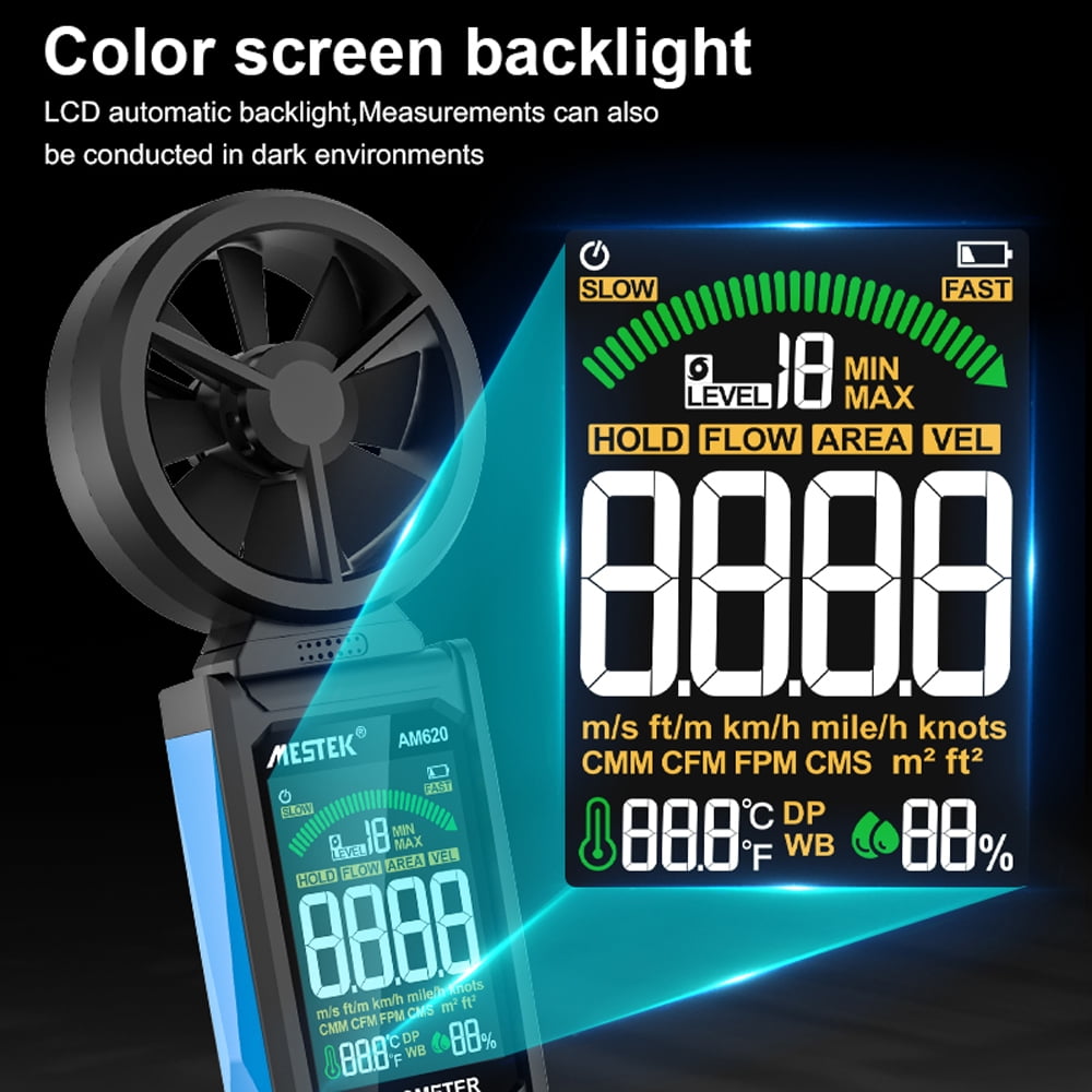 MESTEK Anemometer,Speed Meter Measurement Anemometer Fan Anemometer Fan Anemometer Lcd Handheld
