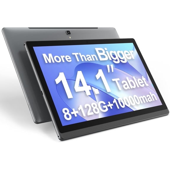 MESWAO 2025 14.1 Inch Android Tablet Large Screen Tablet with1080P IPS FHD Display,8 Core+6GB+128GB, 1TB Expand+WiFi 5+10000 mAh 10Hours Long Battery Life(Space Gray)