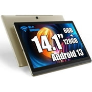 MESWAO 2025 14.1 Inch Android Tablet Large Screen Tablet with1080P IPS FHD Display,8 Core+6GB+128GB, 1TB Expand+WiFi 5+10000 mAh 10Hours Long Battery LifeGold