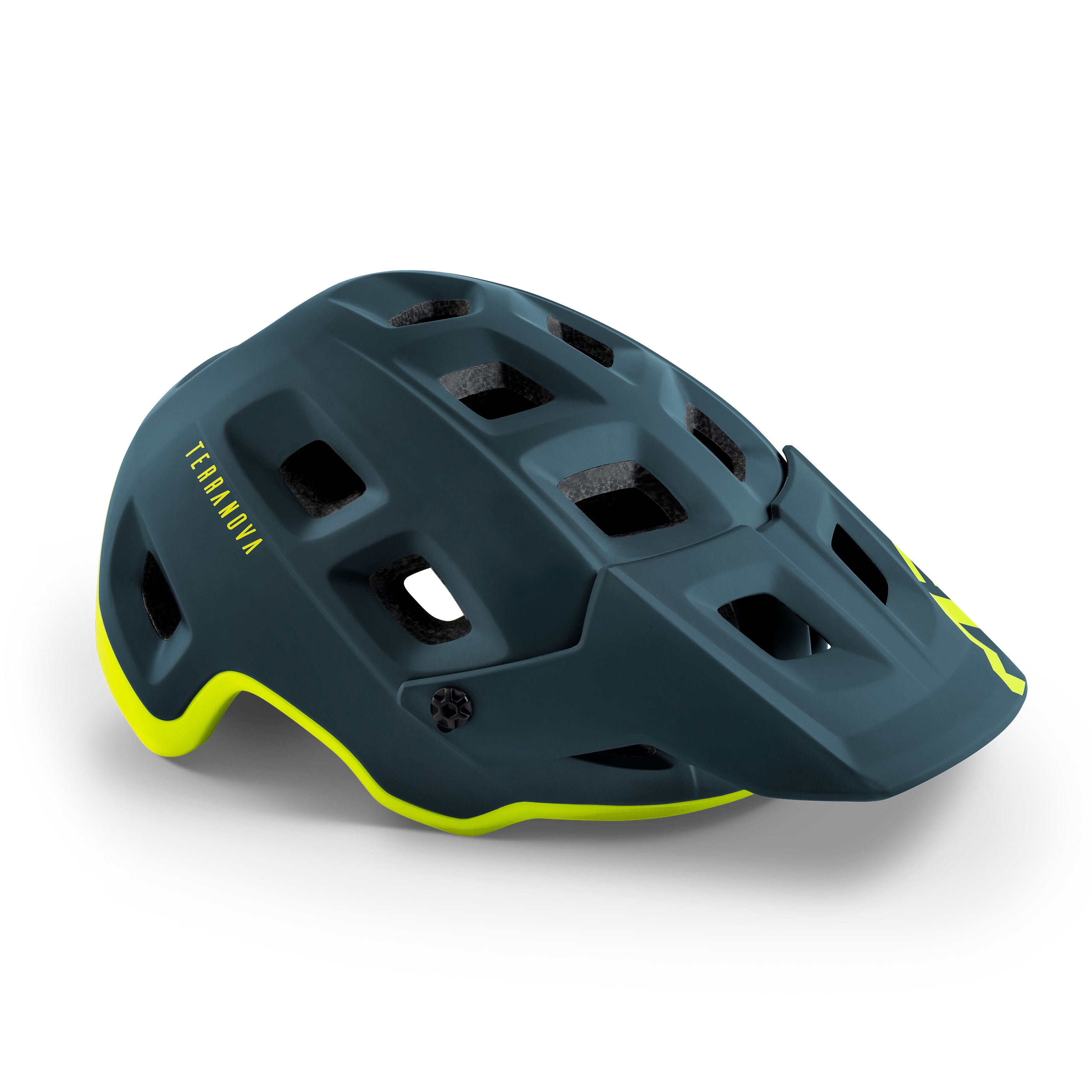MET Helmets Terranova MIPS Mountain Bike Helmet in Petrol Blue with Lime Green Accent, Size Medium
