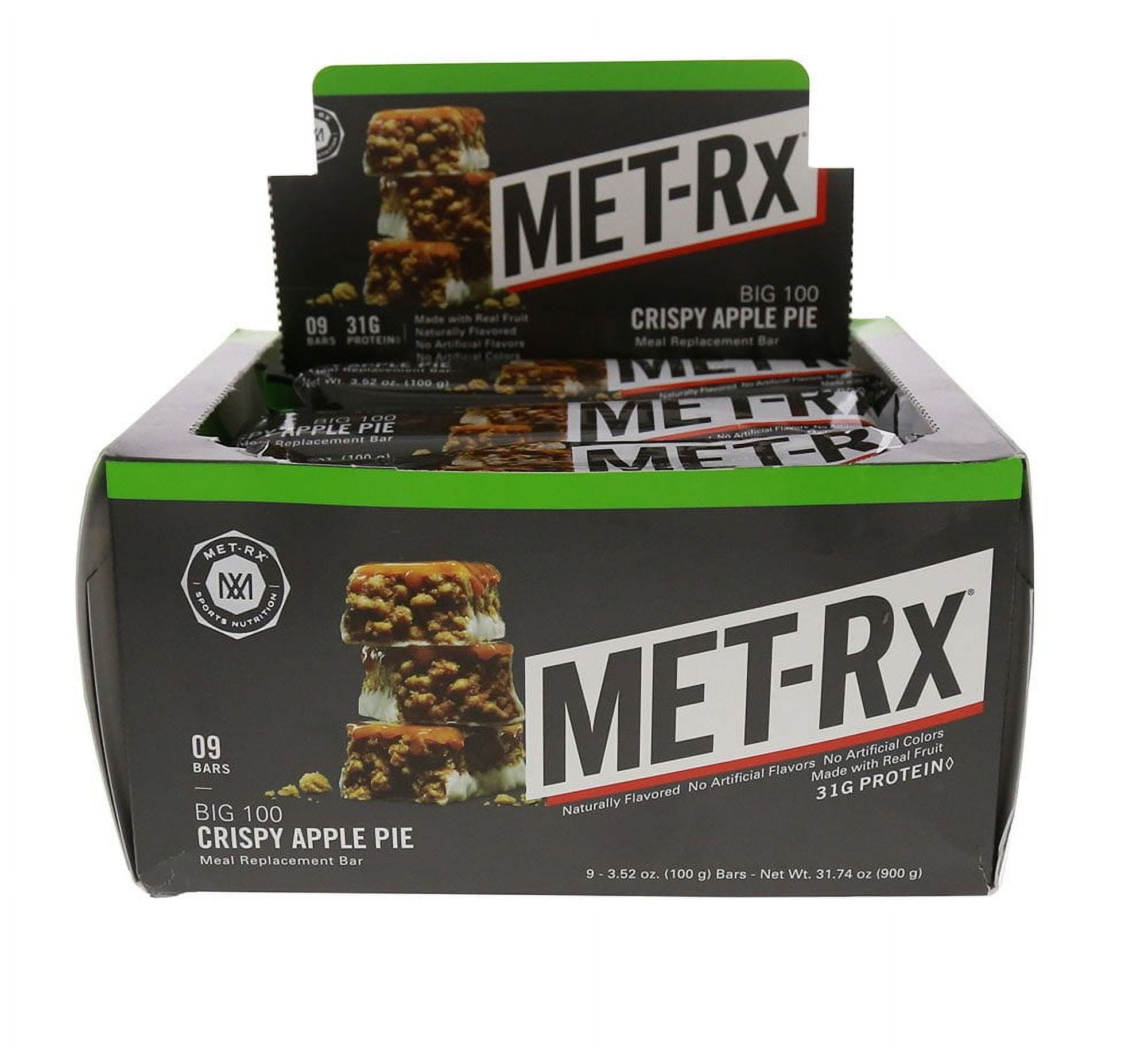 MET-Rx Big 100 FEV6Colossal Protein Bars, Crispy Apple Pie Meal Replacement Bars, 9 Count