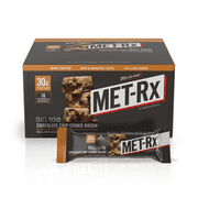 MET-Rx Big 100 High Protein Meal Replacement Bar, Chocolate Chip Cookie Dough, 9 Count