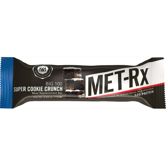 MET-Rx Big 100 High Protein Meal Replacement Bar, Super Cookie Crunch, 32g Protein, 3.52 oz