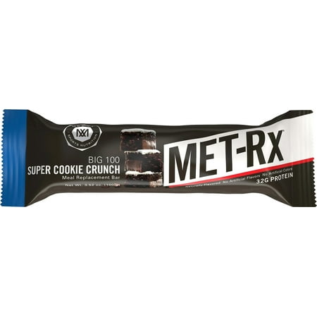 MET-Rx Big 100 High Protein Meal Replacement Bars, Super Cookie Crunch, 4 Ct