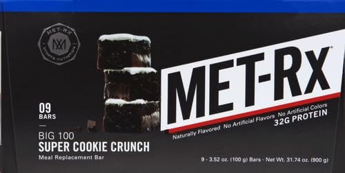 MET-RX BIG 100 BR,Bar Super Cookie Crunch, 3.52 OZ Pack of 9 Bars