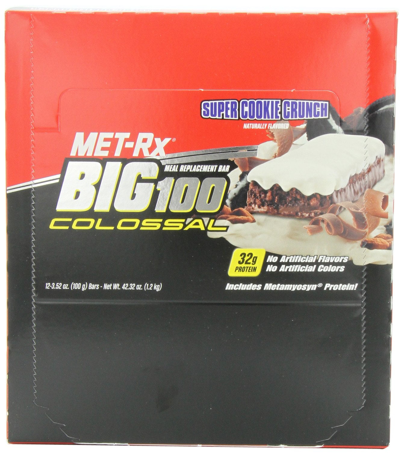 MET-Rx Big 100ITSCColossal Meal Replacement Bar, Super Cookie Crunch, 3 Ounce (Pack of 12)