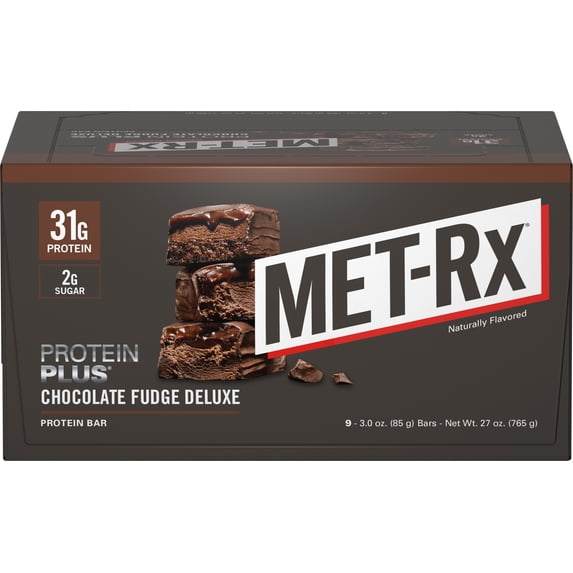 MET-Rx Protein Bar, Chocolate Fudge Deluxe, 32g Protein, 9 Ct