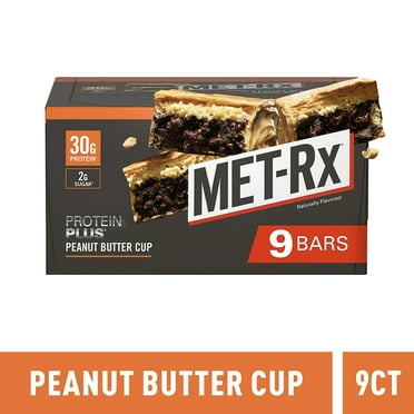 MET-Rx Protein Plus Bar, Peanut Butter Cup, 30g Protein, 9 Ct