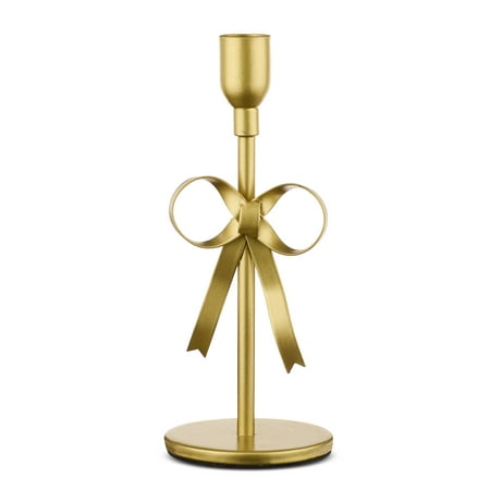 Metal Bow Taper Candle Holder, Gold, 8", Valentine's Day by Way To Celebrate