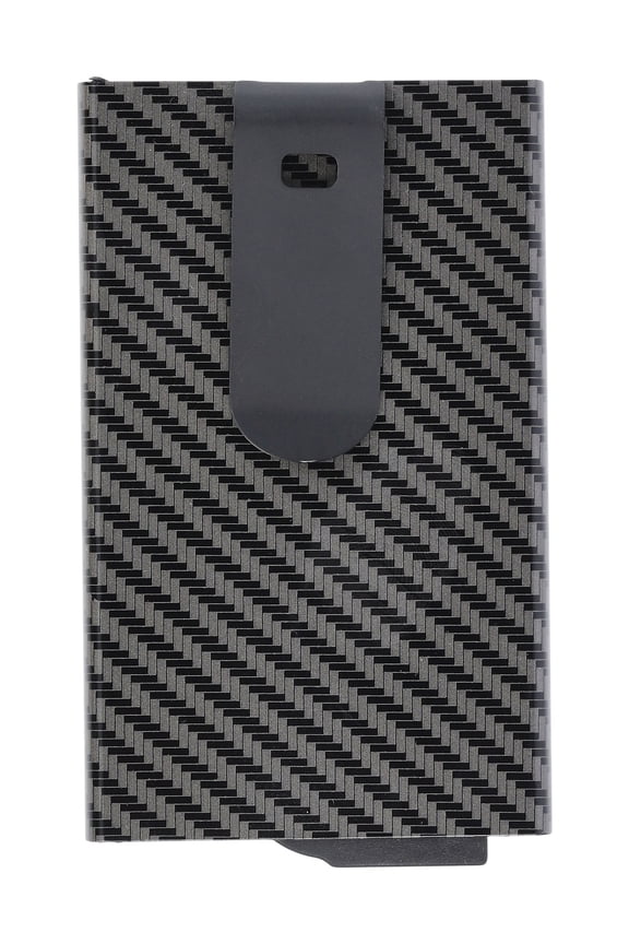 Men's Metal Card Holder with Money Clip, Black