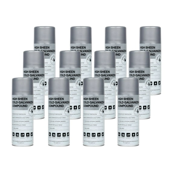 METAL-CLAD High Sheen Cold Galvanizing Aerosol by Paints For Industry - Industrial Enamel Spray Paint Steel Metal - Case of 12 (High Sheen Cold Galv.) 9-S-7254CS
