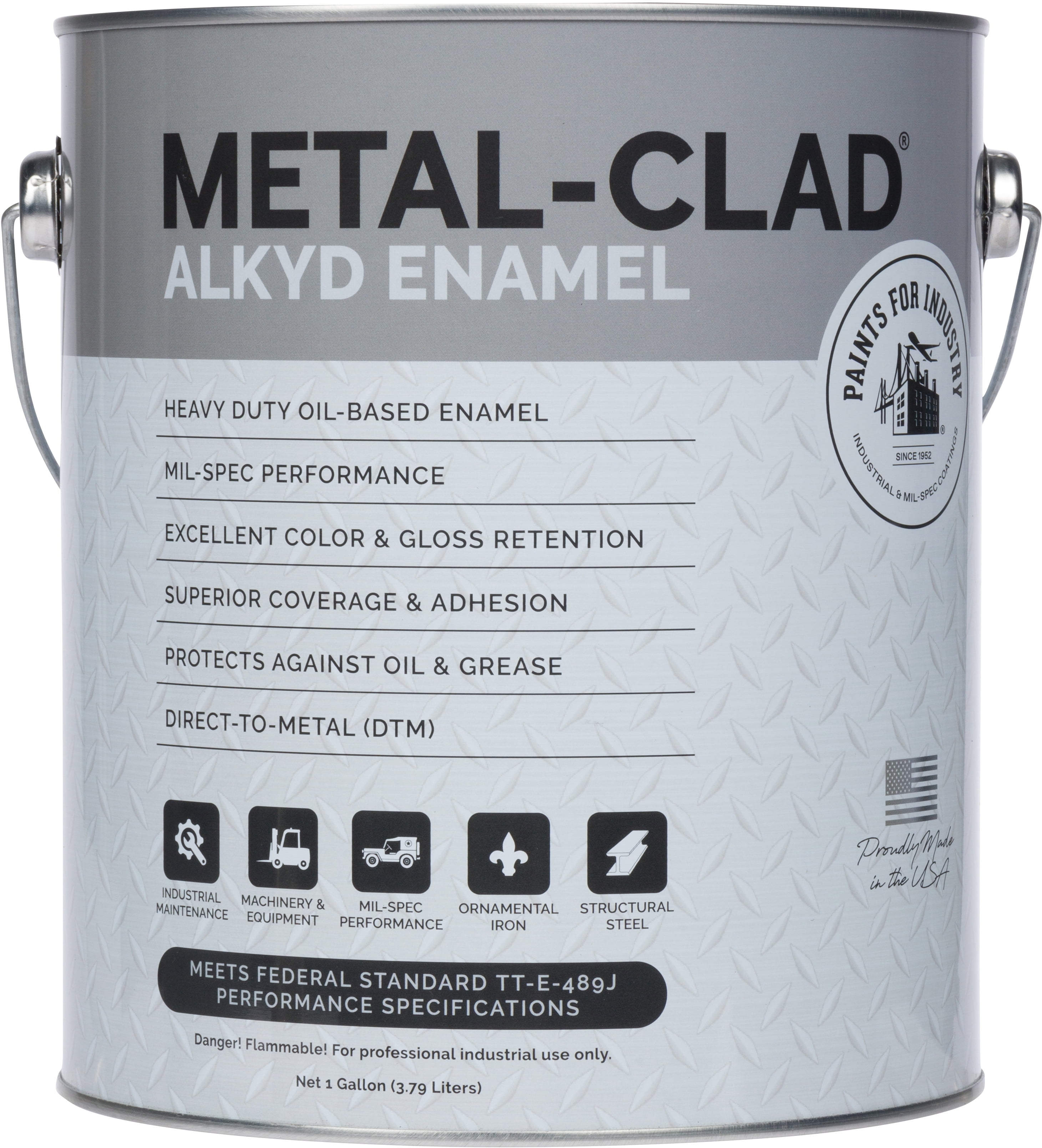 METAL-CLAD Industrial Alkyd Enamel Paint (Gloss White) 1 Gallon, 2-HES-2606