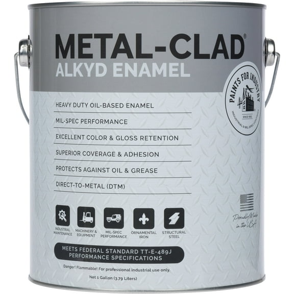 METAL-CLAD Industrial Alkyd Enamel Paint (Gloss White) 1 Gallon, 2-HES-2606