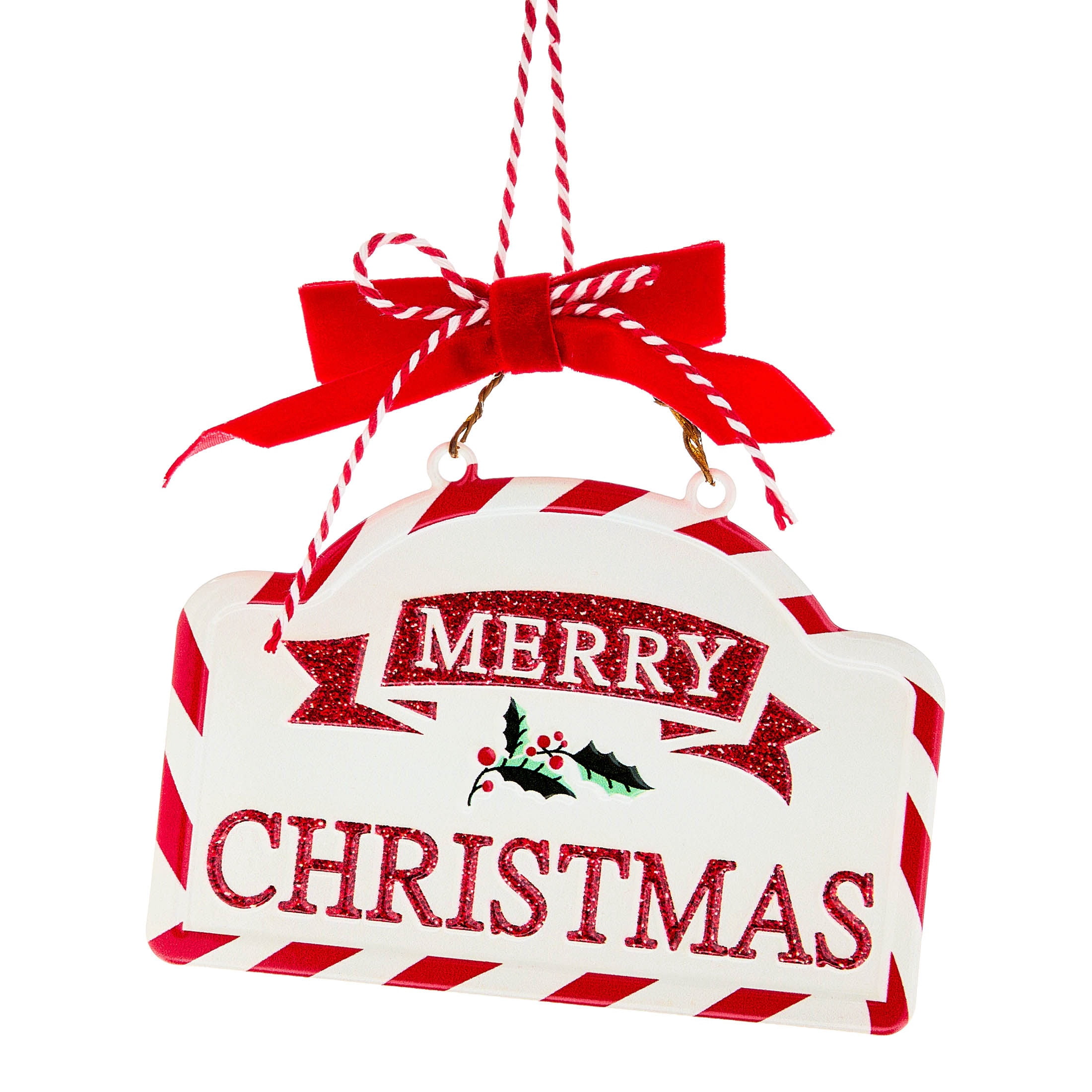 Red/Green/White Metal Merry Christmas Ornament, 5.5", by Holiday Time
