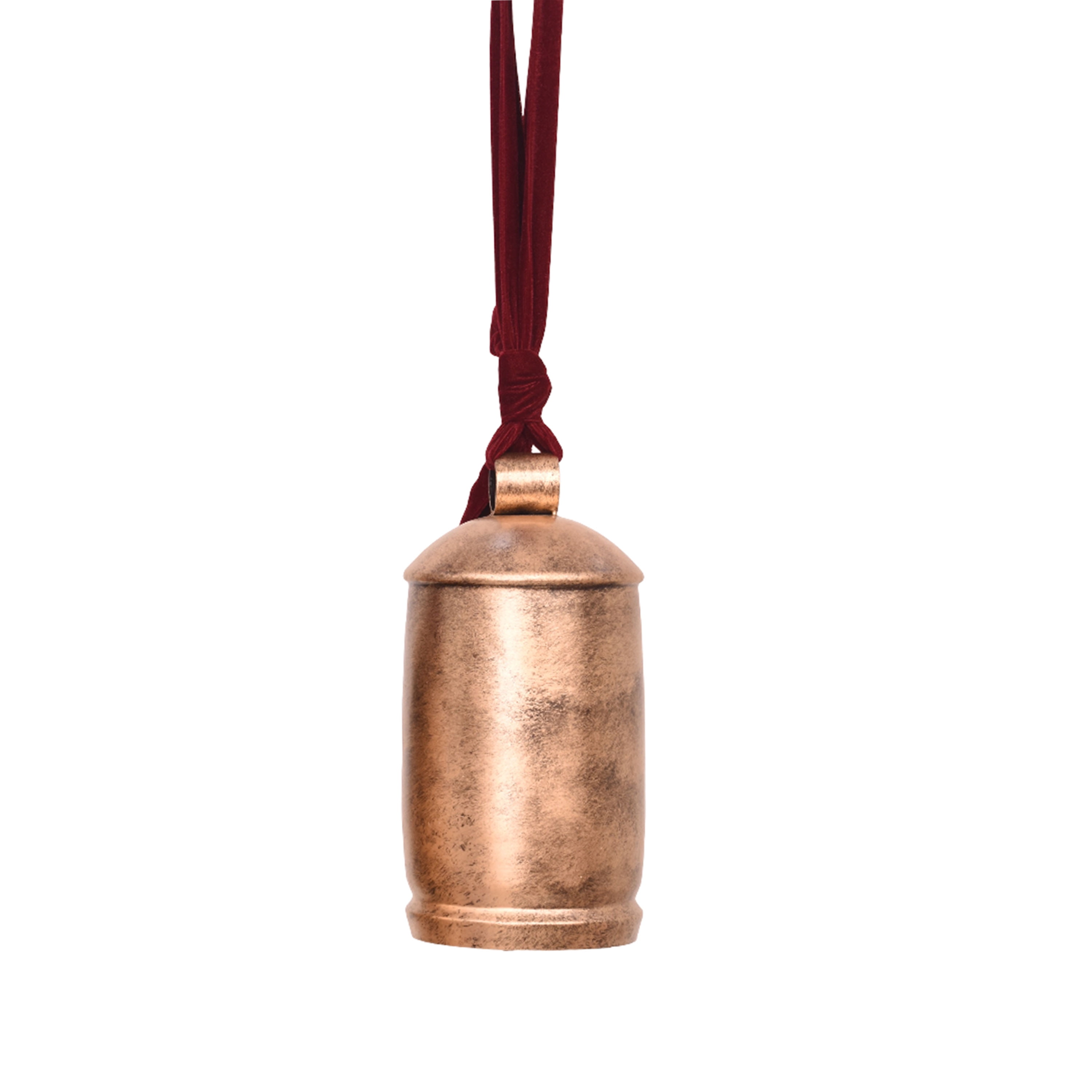 My Texas House Antique Gold Finish Metal Hanging Bell with Velvet Ribbon, 10 Inch