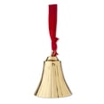 thumbnail image 1 of Metal Hanging Bell with Velvet Ribbon Christmas Decoration, Gold, 8.12", by My Texas House, 1 of 5