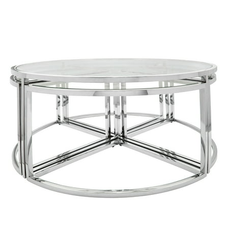 METAL PULL OUT COFFEE TABLE, SILVER
