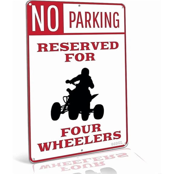 METAL SIGNS Four Wheeler Parking ATV Sign Metal Poster Wall Art Decor Tin 8x12 Inches Rust Free Aluminum Weather Resistant Waterproof Durable Ink