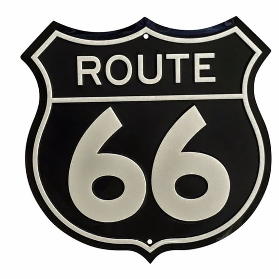 METAL WALL SIGN TIN ROUTE 66 SHIELD PLAQUE VINTAGE SHABBY CHIC GARAGE USA US Size: 12"x 12"
