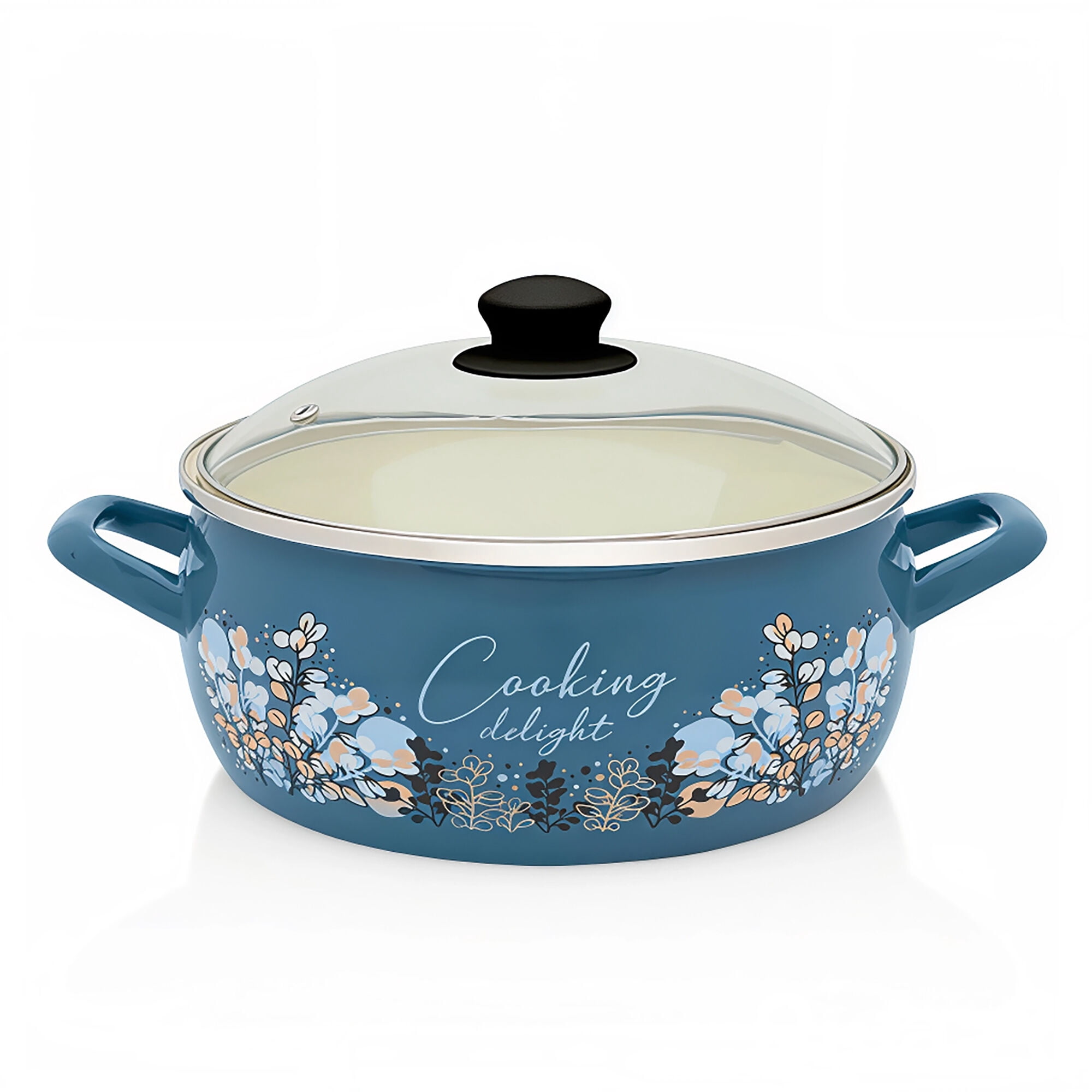 METALAC Blue Cooking Delight Enamel Stockpot with Glass Lid 1.7 Qt (1.6 ...