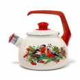 thumbnail image 1 of METALAC Bullfinch Enamel Whistling Kettle with Ergonomic Handle 2.7 Qt (2.5 L) Stovetop Kettle Vintage Tea Pot for Stove Top Enamelware Kitchen Teapot, Red, 1 of 4
