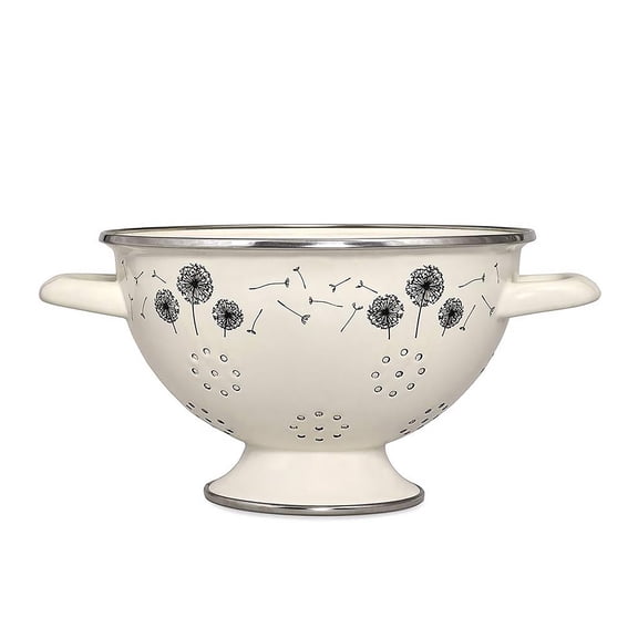 METALAC Dandelions Enamel Colander 2.7 Qt (2.5 L) Enameled Steel Vintage Strainer