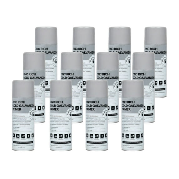 METALIZE Zinc Rich Cold Galvanizing Primer by Paints For Industry - Industrial Aerosol Spray - Steel Metal Iron - Case of 12 (Cold Galv. Primer) 9-S-7224CS