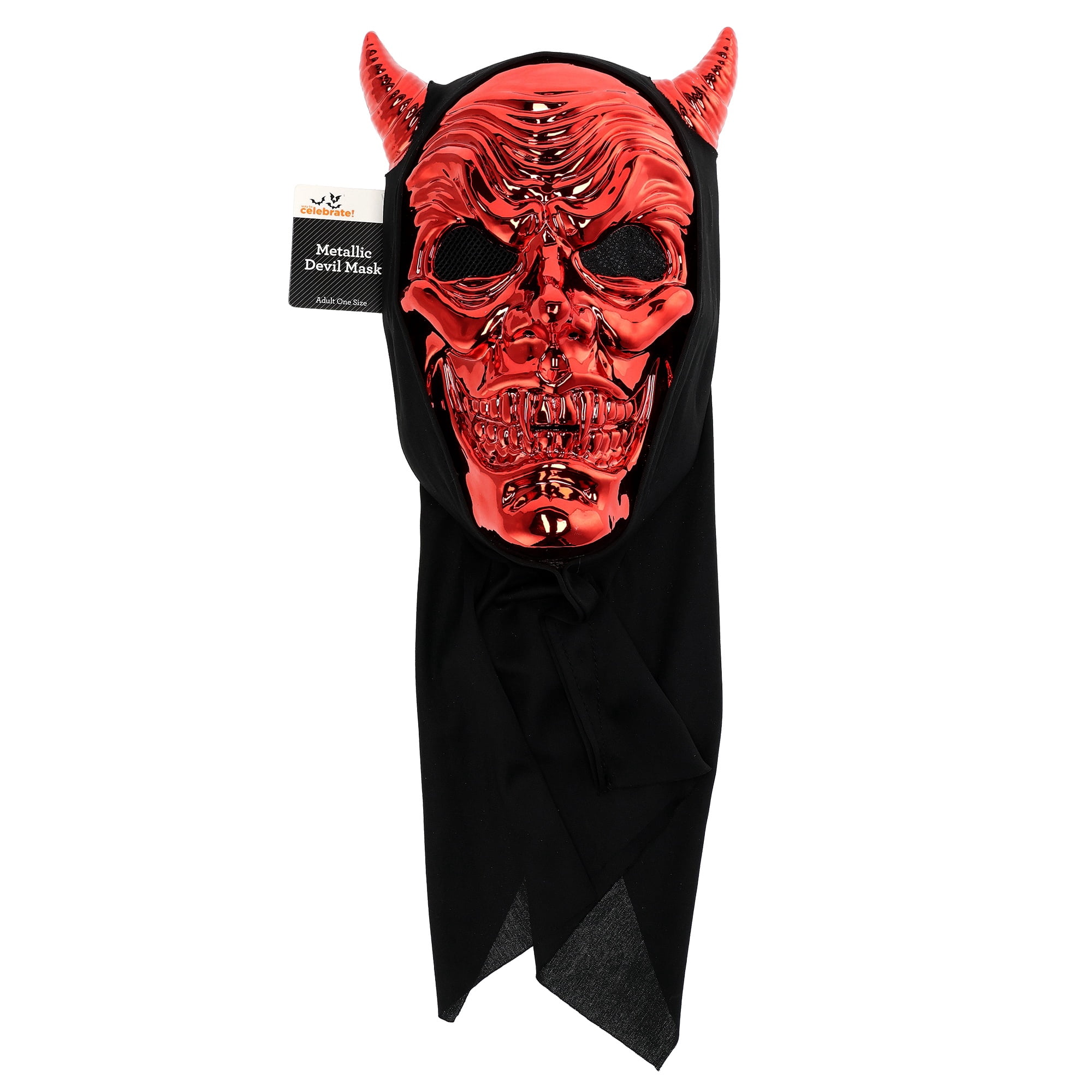 Metallic Devil Mask Costume Accessory for Adults, Red and Black, Halloween by Way To Celebrate