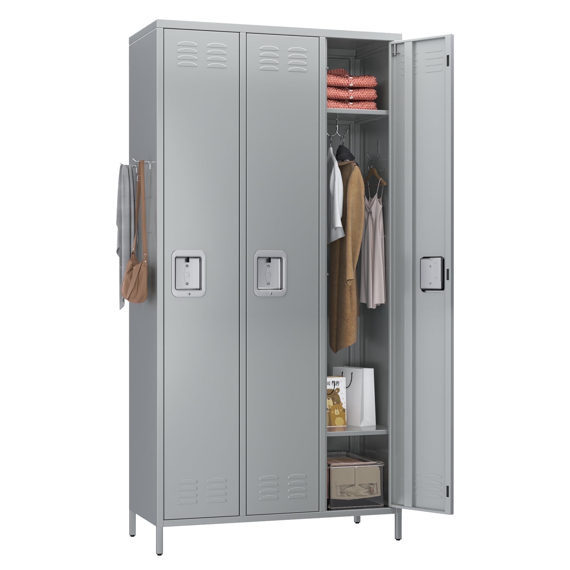GAEANET Metal Storage Lockers for Employees with Lock&Pegboard,Steel ...