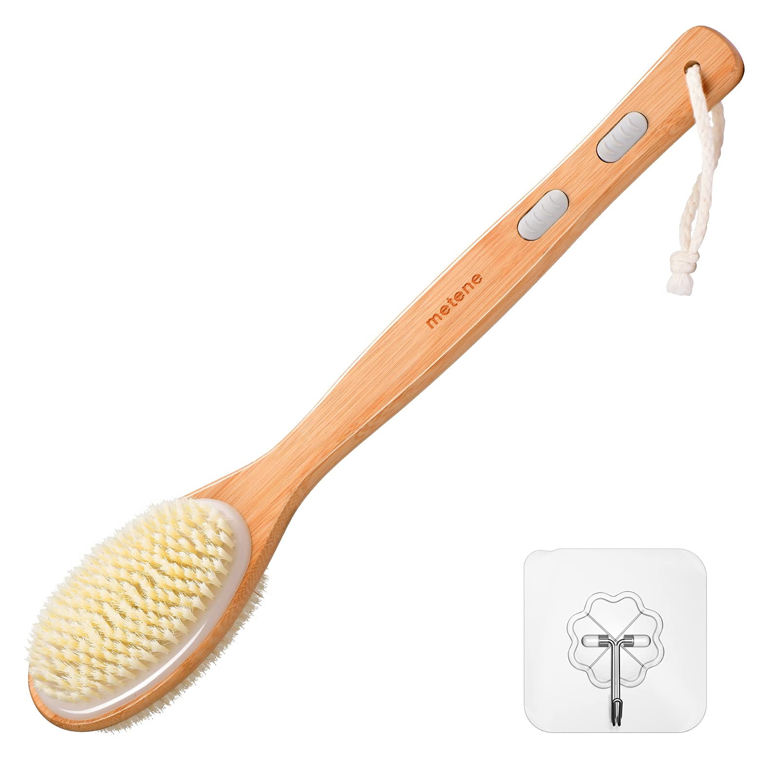 METENE Shower Body Exfoliating Brush, Bath Back Cleaning Scrubber with