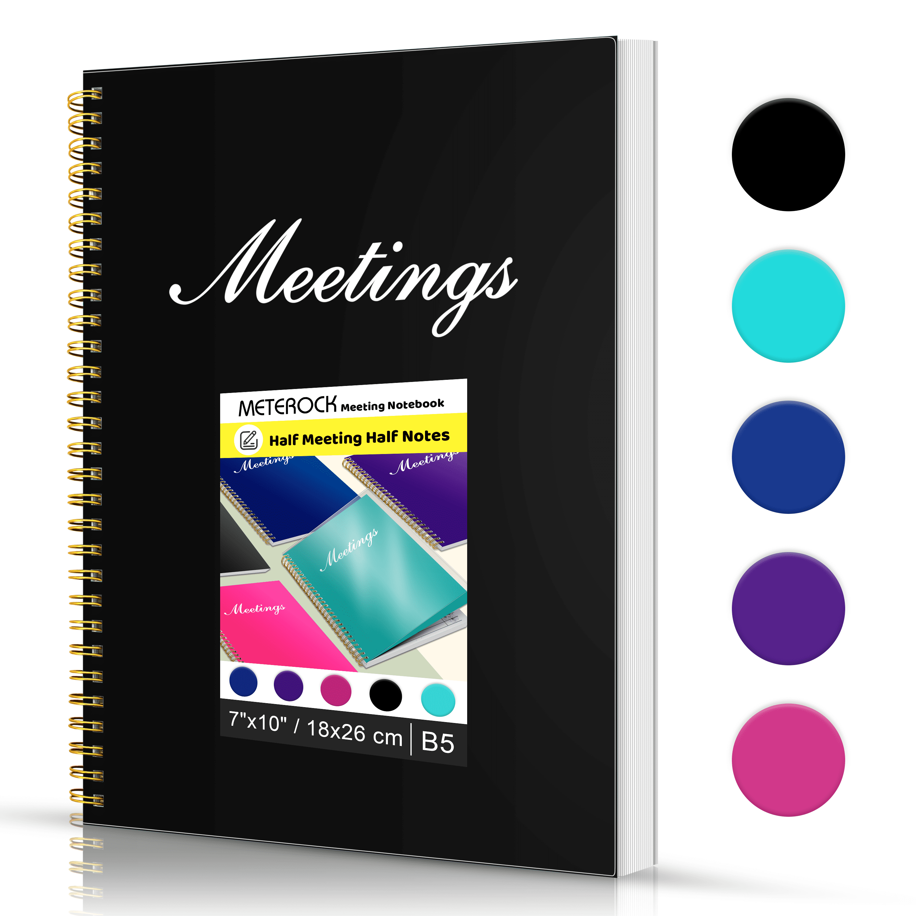 10 Project Notebook METEOROCK Meeting Notebook for Work, B5 Spiral Meeting Notes Notebook ...